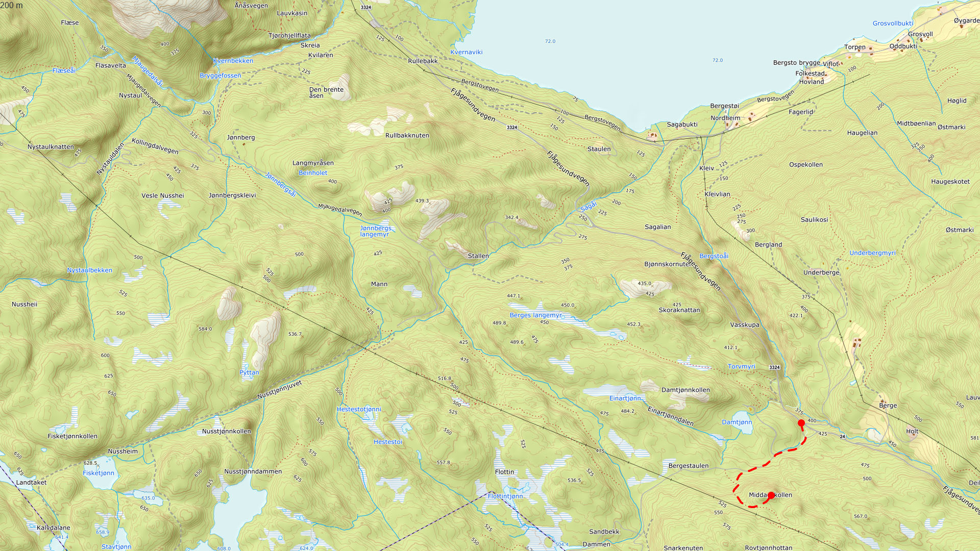 Kart til Middagskøllen